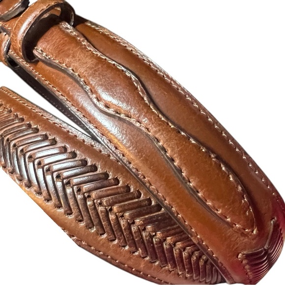 Nocona Western Cinch Strap Top Handle Ranger Woven Leather Belt Silver Buckle - Picture 9 of 16